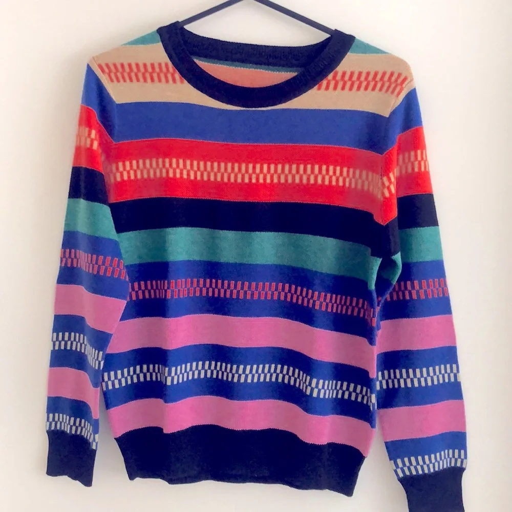Knit Striped Rainbow Sweater - Picture 1 of 3